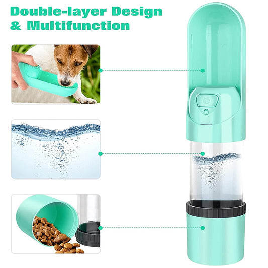 Pet Water Bottle With Food Container