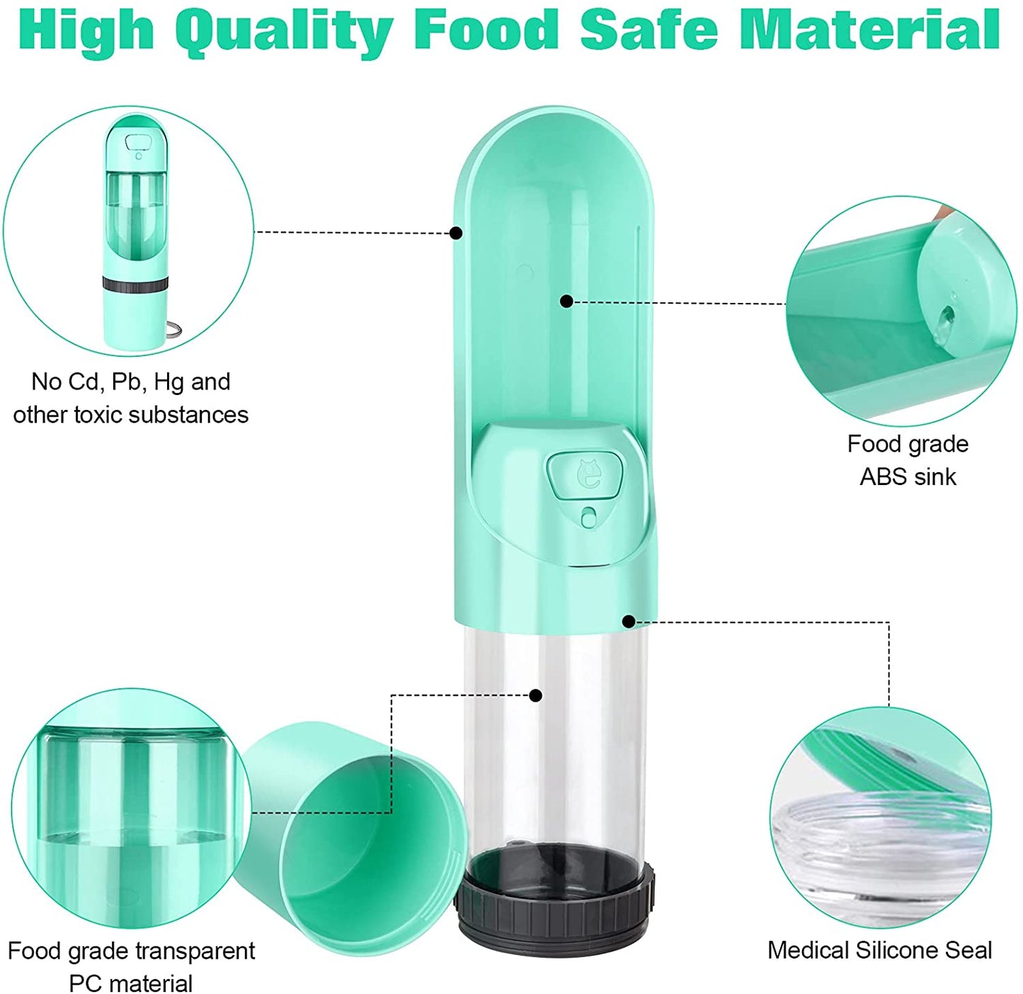 Pet Water Bottle With Food Container