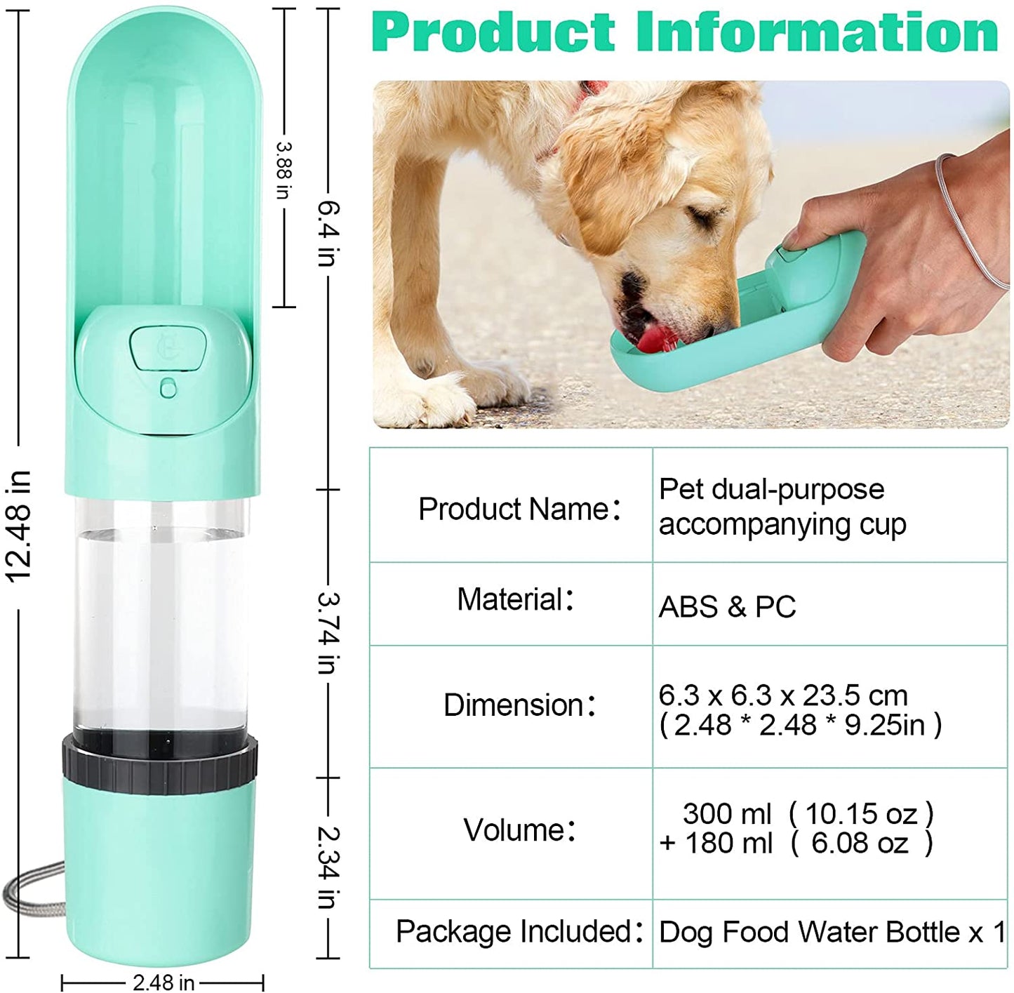 Pet Water Bottle With Food Container